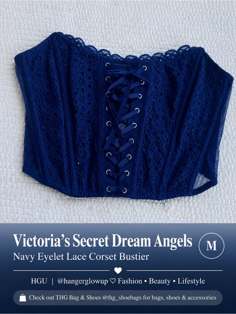 Victoria’s Secret Dream Angels Navy Eyelet Lace Corset Bustier NWT Medium